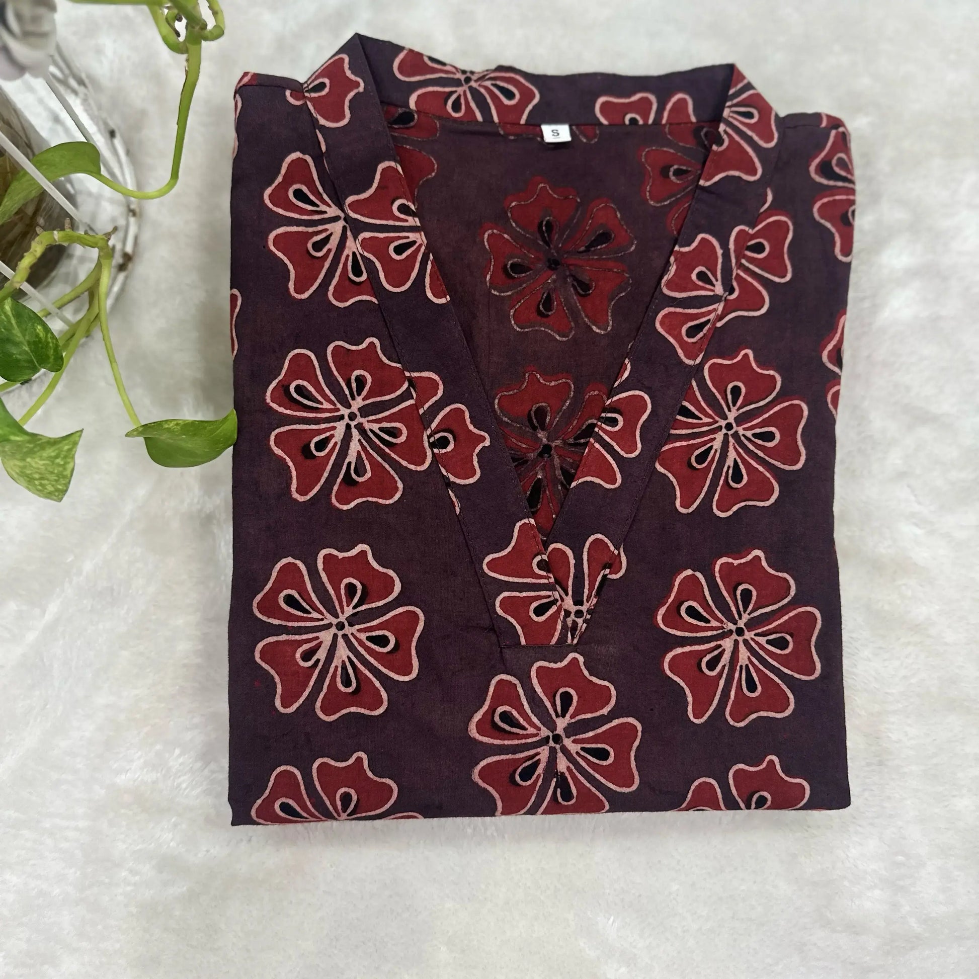 Ajrakh bloom kurta - Brown 2
