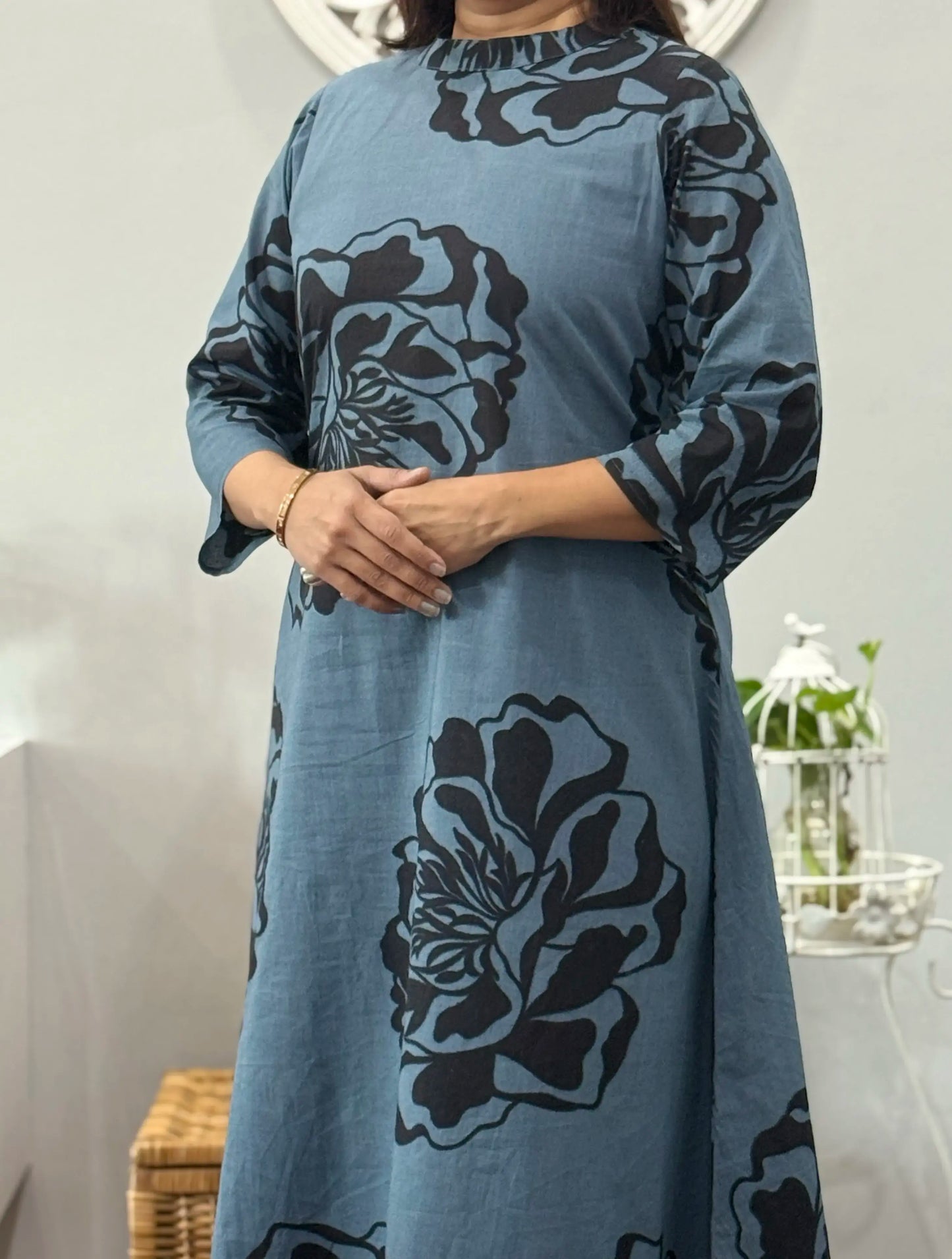 Grey Hibiscus A Line Co ord Set 3