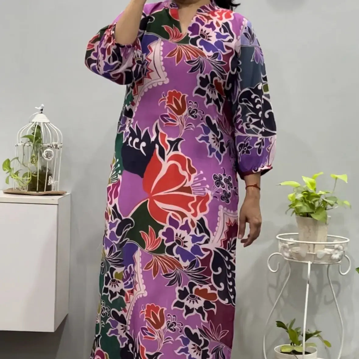 Purple twist straight kurta