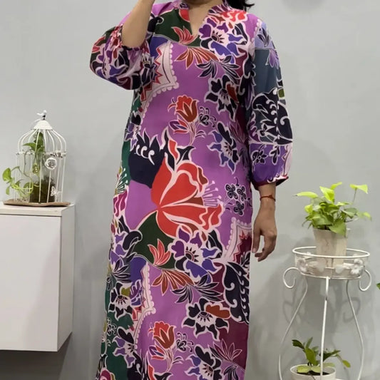 Purple twist straight kurta