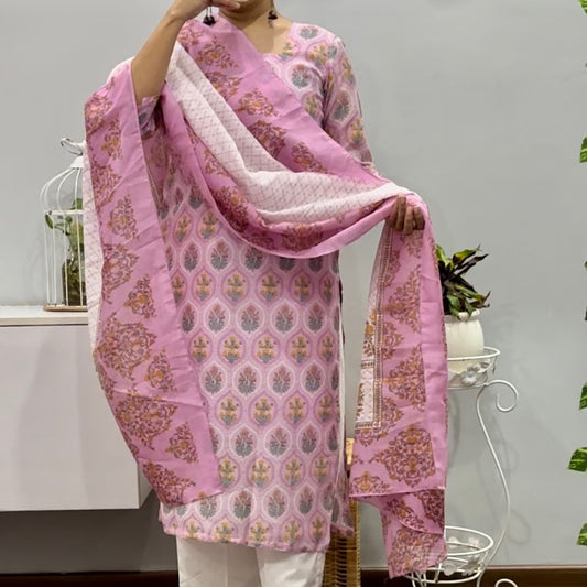Raas pink Kota Doria Suit