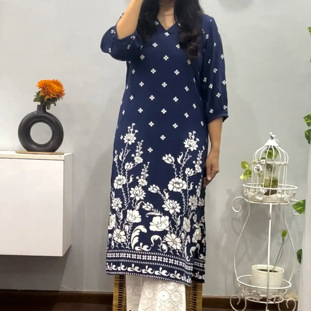 Blue bloom Kurta Palazzo set