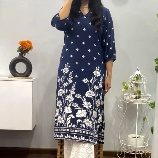 Blue bloom Kurta Palazzo set