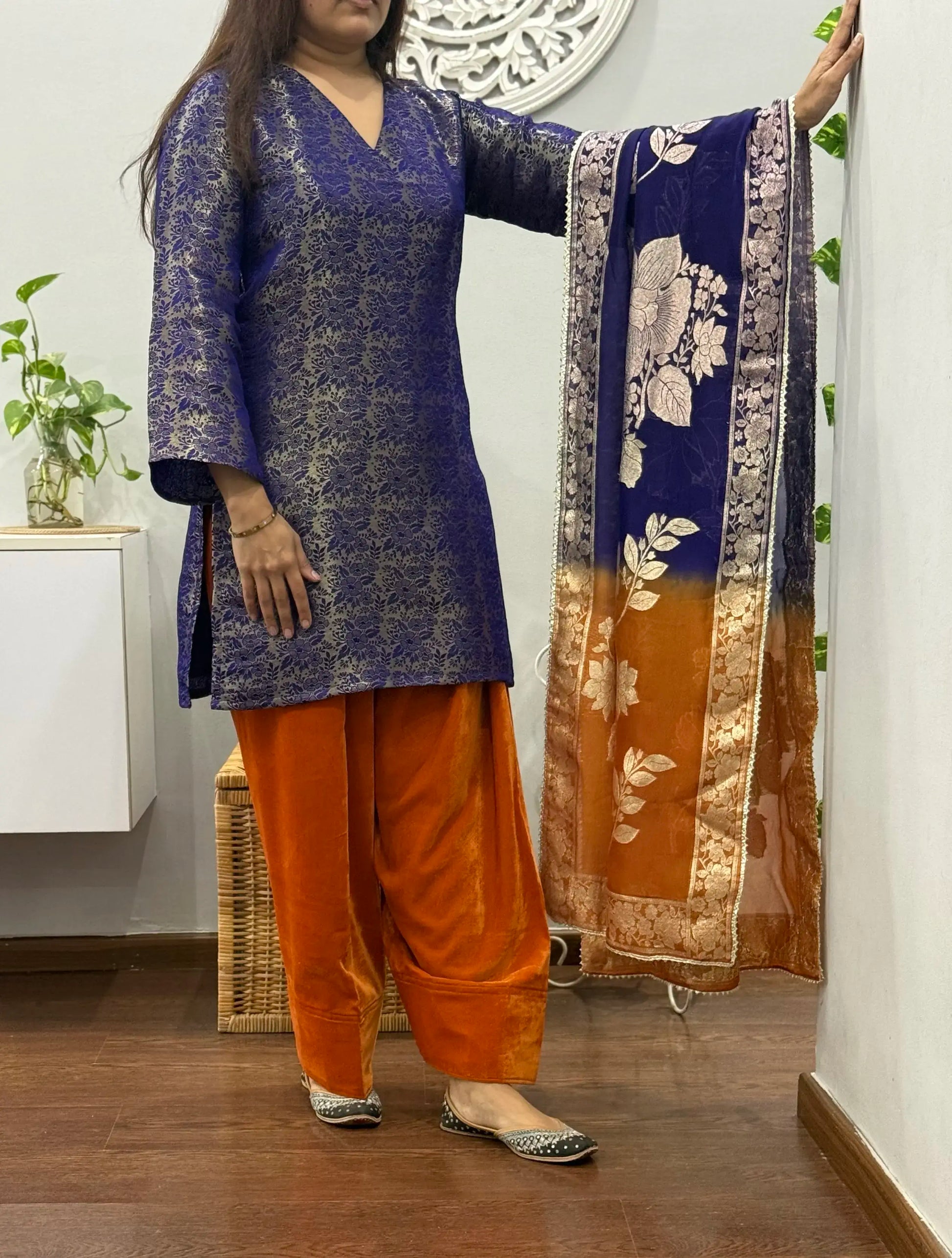 Amber Bloom Winter Suit Set (with Farshi Salwar) 2