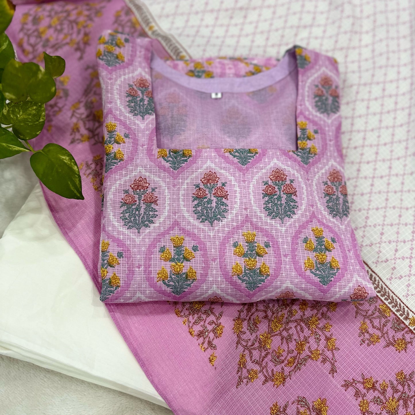 Raas pink Kota Doria Suit 3