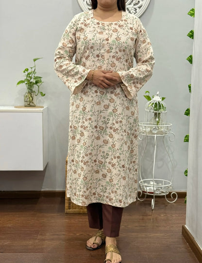 Mocha Florals Kurta Palazzo Set