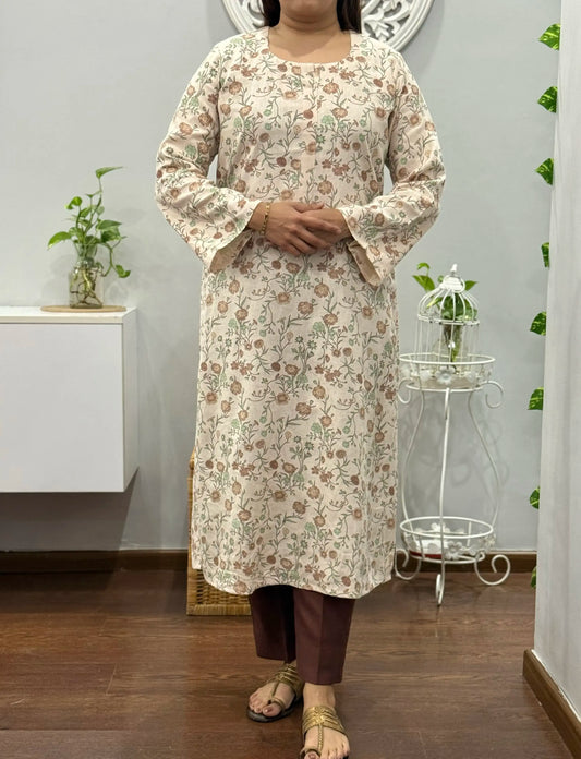 Mocha Florals Kurta Palazzo Set