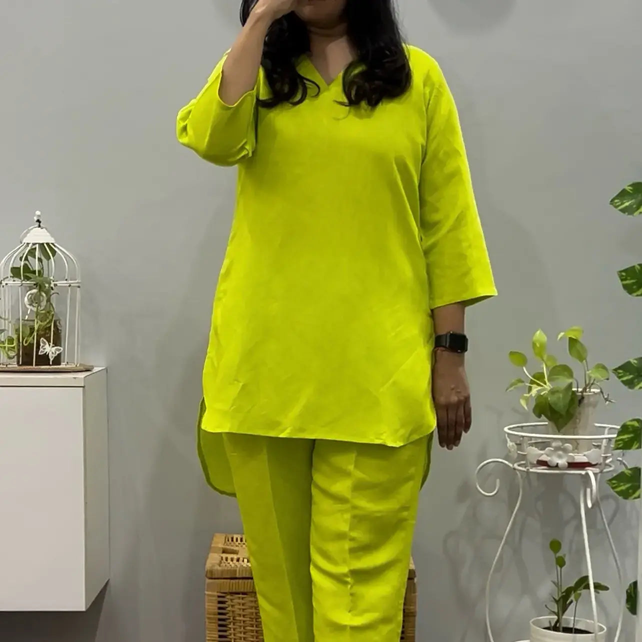 Neon Green High Low Co-ord Set