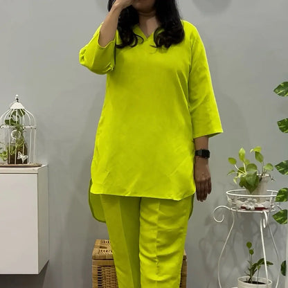Neon Green High Low Co-ord Set