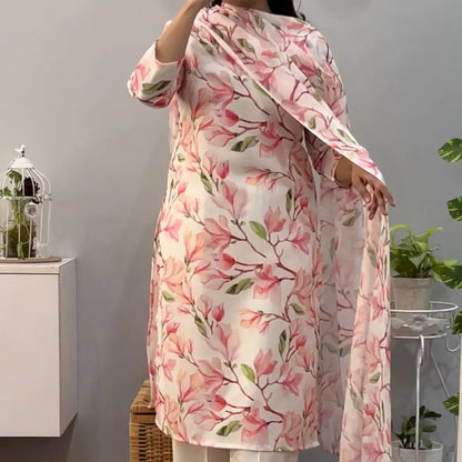 Linen cotton suit with linen dupatta