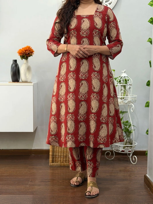 Rust Paisley A Line Co ord Set