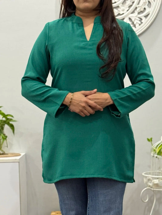 Winter Short Kurti Green