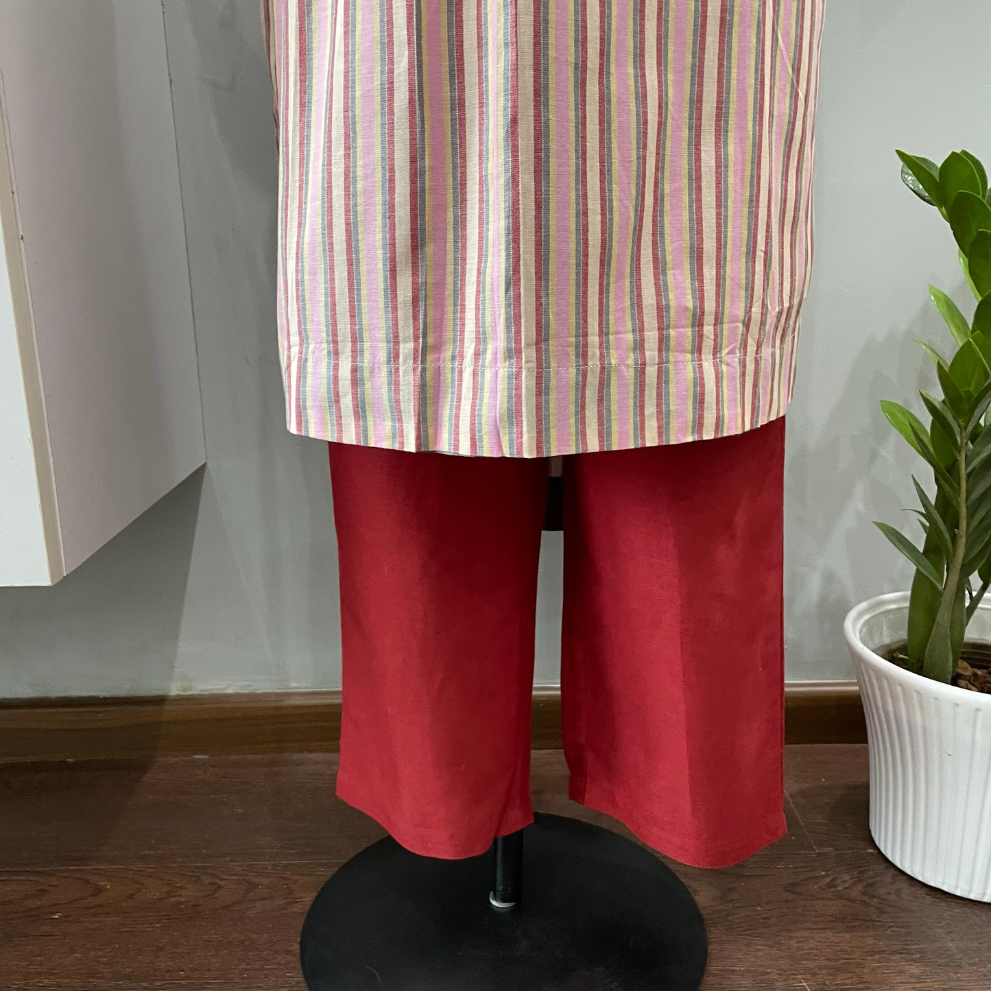 Stripes high low kurta palazzo set 3
