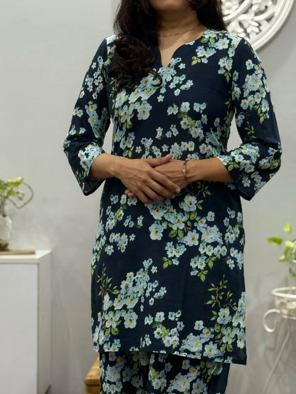 Blue Blossom Farsi Salwar Set         Ink blue 3