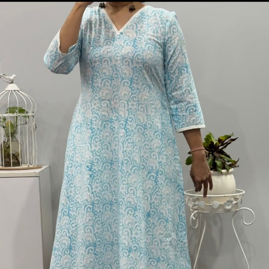 Pastel blue A line Kurta